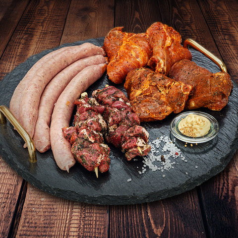 Grillpaket 4 Bratwürste- 4 Rostbrätel- 2 Mutzbratenspieße